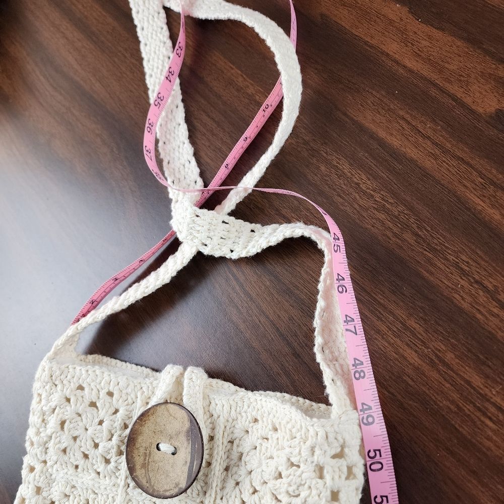 New Handmade Crochet Granny Square Crossbody Bag Cream Boho Lined Purse - Picture 8 of 11